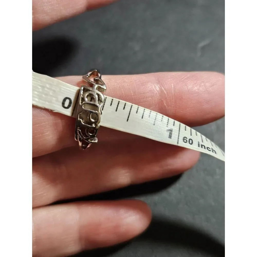Silver tone happy ring size 8